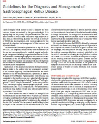 Image of Guidelines for the Diagnosis and Management of Gastroesophageal Refl ux Disease