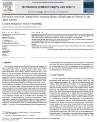 Image of Left main bronchus foreign body masquerading as diaphragmatic hernia in an adult patient
