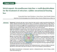 Image of Intratympanic dexamethasone injection vs methylprednisolone for the treatment of refractory sudden sensorineural hearing
loss