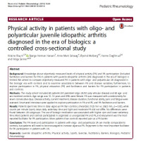 Image of Physical activity in patients with oligo- and polyarticular juvenile idiopathic arthritis diagnosed in the era of biologics: a
controlled cross-sectional study
