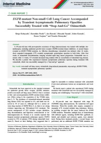 Image of EGFR-mutant Non-small Cell Lung Cancer Accompanied by Transient Asymptomatic Pulmonary Opacities Successfully Treated with “Stop-And-Go” Osimertinib