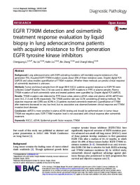 Image of EGFR T790M detection and osimertinib treatment response evaluation by liquid biopsy in lung adenocarcinoma patients with acquired resistance to first generation EGFR tyrosine kinase inhibitors