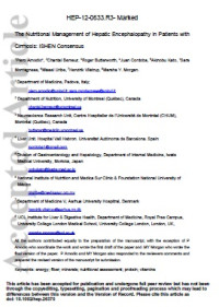 Image of The Nutritional Management of Hepatic Encephalopathy in Patients with Cirrhosis: ISHEN Consensus