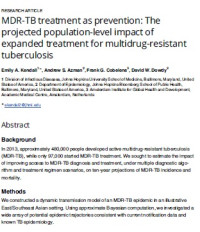 Image of MDR-TB treatment as prevention: The projected population-level impact of expanded treatment for multidrug-resistant tuberculosis