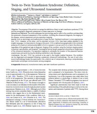 Image of Twin-to-Twin Transfusion Syndrome: Definition, Staging, and Ultrasound Assessment