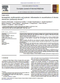 Image of Hemoglobin, erythropoietin and systemic inflammation in exacerbations of chronic obstructive pulmonary disease