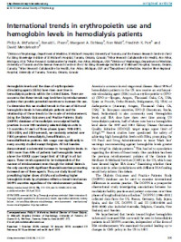 Image of International trends in erythropoietin use and hemoglobin levels in hemodialysis patients