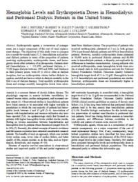 Image of Hemoglobin Levels and Erythropoietin Doses in Hemodialysis and Peritoneal Dialysis Patients in the United States
