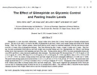 Image of The Effect of Glimepiride on Glycemic Control and Fasting Insulin Levels