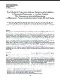 Image of The Effects of Hyaluronic Acid and Carboxymethylcellulose in Preventing Recurrence of Urethral Stricture After Endoscopic Internal Urethrotomy: A Multicenter, Randomized Controlled, Single-Blinded Study
