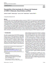Image of Potential Role of Anti‑interleukin (IL)‑6 Drugs in the Treatment
of COVID‑19: Rationale, Clinical Evidence and Risks