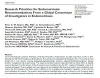 Image of Research Priorities for Endometriosis: Recommendations From a Global Consortium of Investigators in Endometriosis