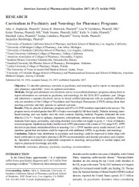 Image of Curriculum in Psychiatry and Neurology for Pharmacy Programs