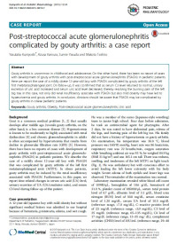 Image of Post-streptococcal acute glomerulonephritis complicated by gouty arthritis: a case report
