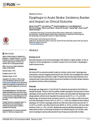 Image of Dysphagia in Acute Stroke: Incidence, Burden and Impact on Clinical Outcome