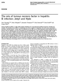 Image of The role of tumour necrosis factor in hepatitis B infection: Jekyll and Hyde