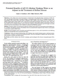 Image of Potential Benefits of pH 8.8 Alkaline Drinking Water as an Adjunct in the Treatment of Reflux Disease