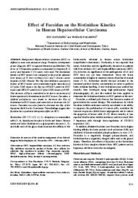 Image of Effect of Fucoidan on the Biotinidase Kinetics in Human Hepatocellular Carcinoma