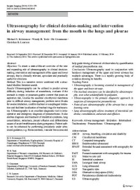 Image of Ultrasonography for clinical decision-making and intervention in airway management: from the mouth to the lungs and pleurae