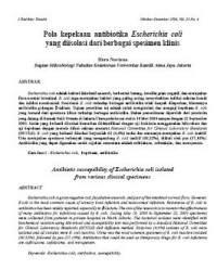 Image of Pola kepekaan antibiotika Escherichia coli yang diisolasi dari berbagai spesimen klinis