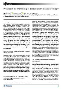 Image of Progress in the monitoring of direct oral anticoagulant therapy