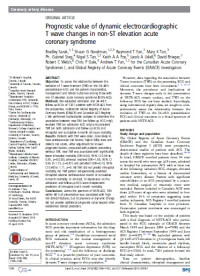 Image of Prognostic value of dynamic electrocardiographic T wave changes in non-ST elevation acute coronary syndrome