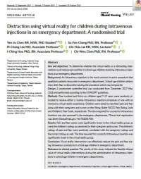 Image of Distraction using virtual reality for children during intravenous injections in an emergency department: A randomised trial