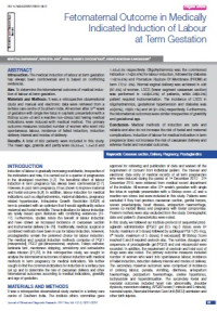 Image of Fetomaternal Outcome in Medically Indicated Induction of Labour at Term Gestation