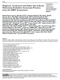 Image of Diagnosis, Treatment and Follow Up of Acute Pulmonary Embolism: Consensus Practice from the PERT Consortium
