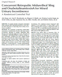 Image of Concurrent Retropubic Midurethral Sling and Onabotulinumtoxin A for Mixed  Urinary Incontinence : A Randomized Controlled Trial