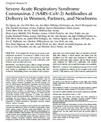 Image of Severe Acute Respiratory Syndrome Coronavirus 2 (SARS-CoV-2) Antibodies at Delivery inWomen, Partners, and Newborns
