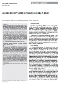 Image of OXYGEN TOXICITY AFTER HYPERBARIC OXYGEN THERAPY