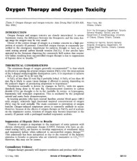 Image of Oxygen Therapy and Oxygen Toxicity