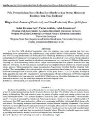 Image of Pola Pertambahan Berat Badan Bayi Berdasarkan Status Menyusui Eksklusif dan Non-Eksklusif