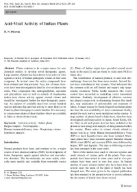 Image of Anti-Viral Activity of Indian Plants