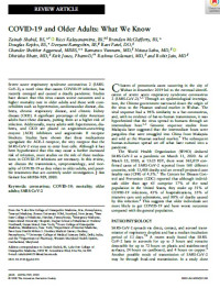 Image of COVID-19 and Older Adults: What We Know