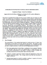Image of GUIDELINES FOR THE PRACTICE OF CRITICAL CARE BY ANESTHESIOLOGISTS