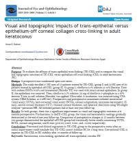 Image of Visual and topographic impacts of trans-epithelial versus epithelium-off corneal collagen cross-linking in adult keratoconus