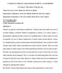 Image of CATARACTA NIGRA IN A BLACK MALE PATIENT: A CASE REPORT