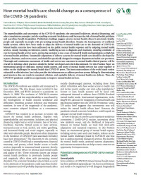 Image of How mental health care should change as a consequence of the COVID-19 pandemic