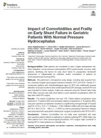 Image of Impact of Comorbidities and Frailty on Early Shunt Failure in Geriatric Patients With Normal Pressure Hydrocephalus