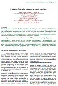 Image of Predictive factors for intrauterine growth restriction
