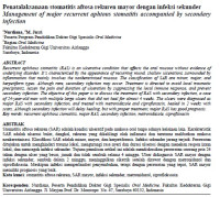 Image of Penatalaksanaan stomatitis aftosa rekuren mayor dengan infeksi sekunder