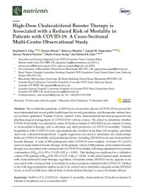 Image of High-Dose Cholecalciferol Booster Therapy is Associated with a Reduced Risk of Mortality in Patients with COVID-19: A Cross-Sectional
Multi-Centre Observational Study