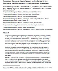 Image of Neurology Concepts: Young Women and Ischemic Stroke: Evaluation and Management in the Emergency Department