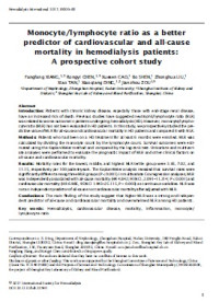 Image of Monocyte/lymphocyte ratio as a better predictor of cardiovascular and all-cause mortality in hemodialysis patients:
A prospective cohort study