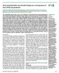 Image of How mental health care should change as a consequence of the COVID-19 pandemic