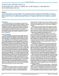 Image of CORONARY ARTERY FISTULA