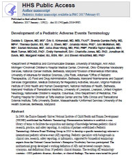 Image of Development of a Pediatric Adverse Events Terminology