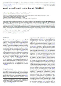 Image of Youth mental health in the time of COVID-19